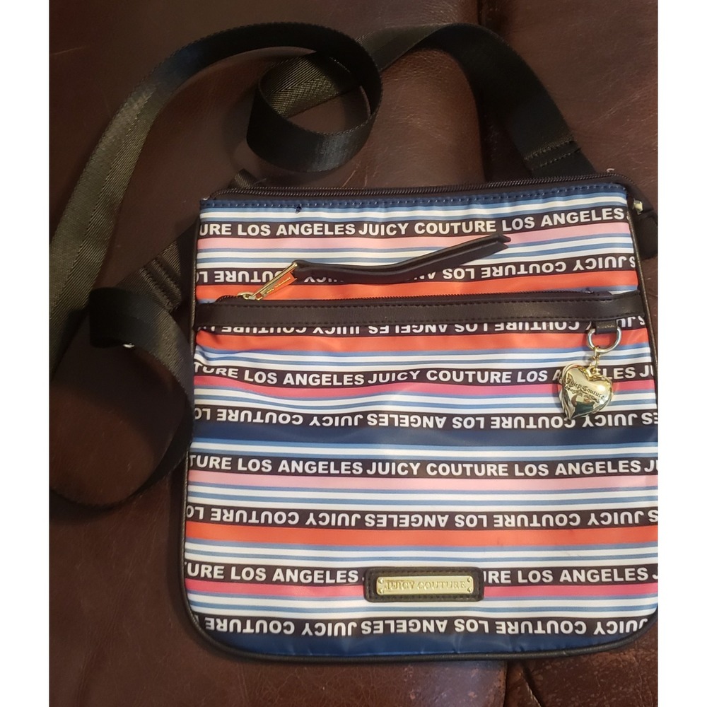 JUICY Couture Colorful SPORTY STRIPE Sport Crossbody Los Angeles Blue Pink